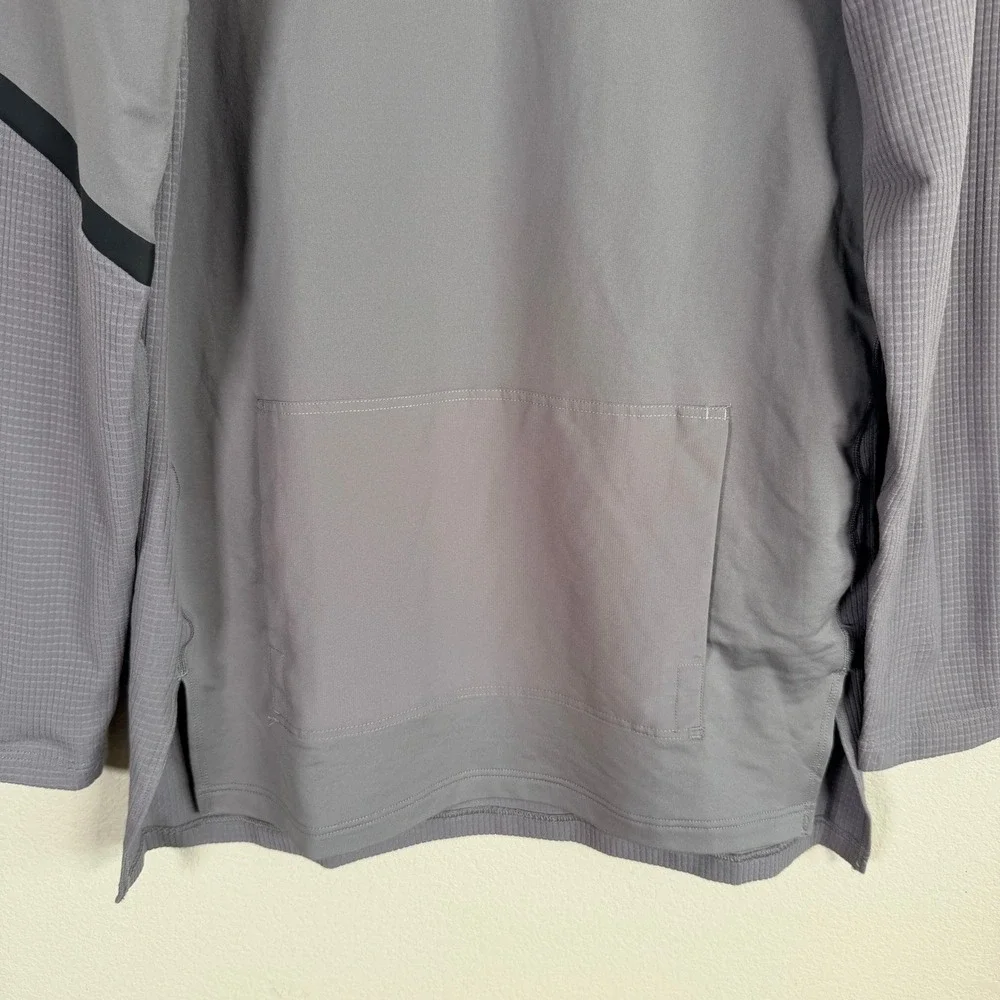 Nike Dri-FIT‎ Training Shirt Mens M Gray Waffle Knit Long Sleeve Kangaroo Pocket